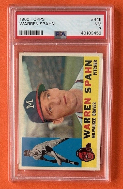 1960 TOPPS #445 WARREN SPAHN BRAVES HOF PSA 8 Newly Graded