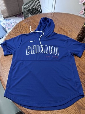 Nike Men's Chicago Cubs Springer short sleeve pullover hoodie Men s M