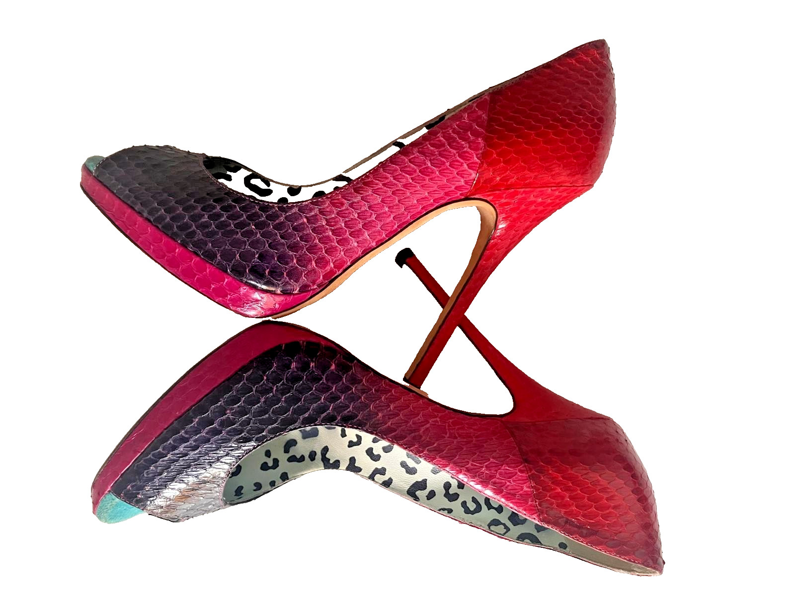 Scarpe Jimmy Choo X Dynamo Camp Limited  Edition Pitone Rosso/Grigio Peep Toe 37