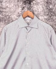 SUITSUPPLY Tailored Dress Shirt 41 / 16 Mens Pima Cotton Traveller Striped