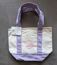 Trader Joe's Mini Pastel Canvas Tote Bag Purple NWT Spring 2025 Limited Edition