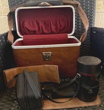 Vintage Leather Camera Bag with Accessories Asahi Pentax Flash Unit ,Takumar