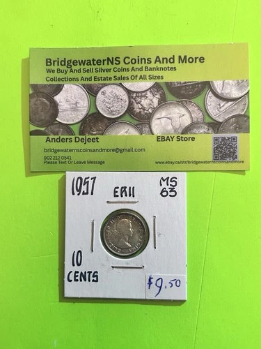 1957 Canadian 10c Dime .8 Silver Elizabeth II AG TRENDING AT $8.50