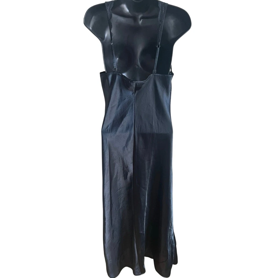 Camisón Vestido sin Mangas Vintage Victoria's Secret Negro Encaje Satinado M Y2K Lencería Foto 4 de 4