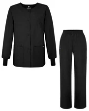 Adar Universal Women's Scrub Set - Warm-Up Scrub Jacket Elastic Pull-On Pants