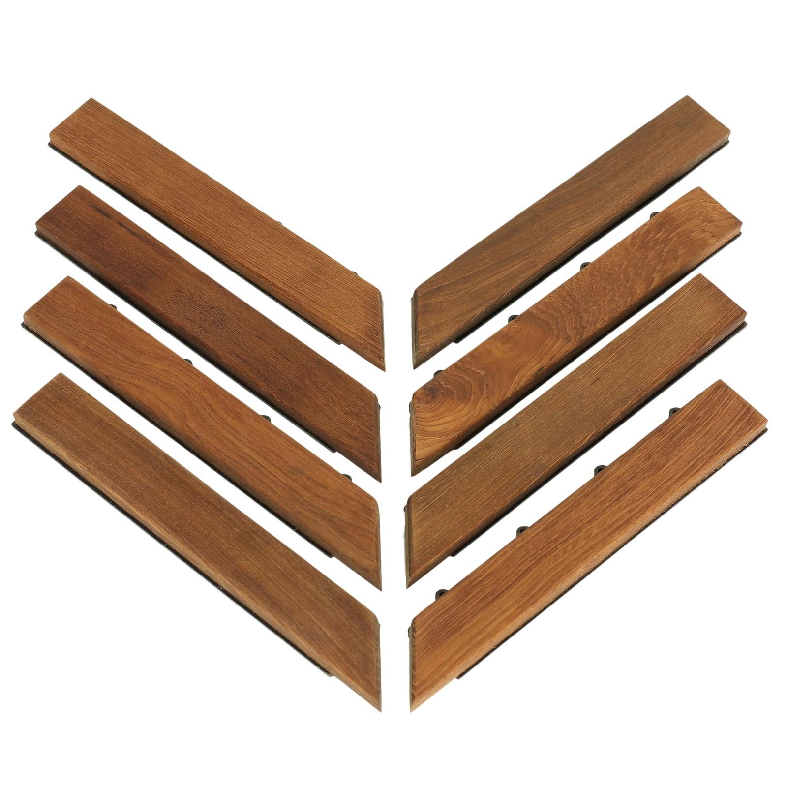 EZ-Floor Solid Teak Wood Corner Trim Set of 8 Interlocking Flooring Pieces-image