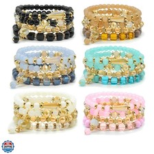 Bohemian Bracelet Sets for Women - 6 Sets Stackable Stretch Bracelets Multi-c...