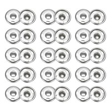 50 Set Sew-on Snap Buttons 15mm Metal Press Studs Buttons Silver Tone
