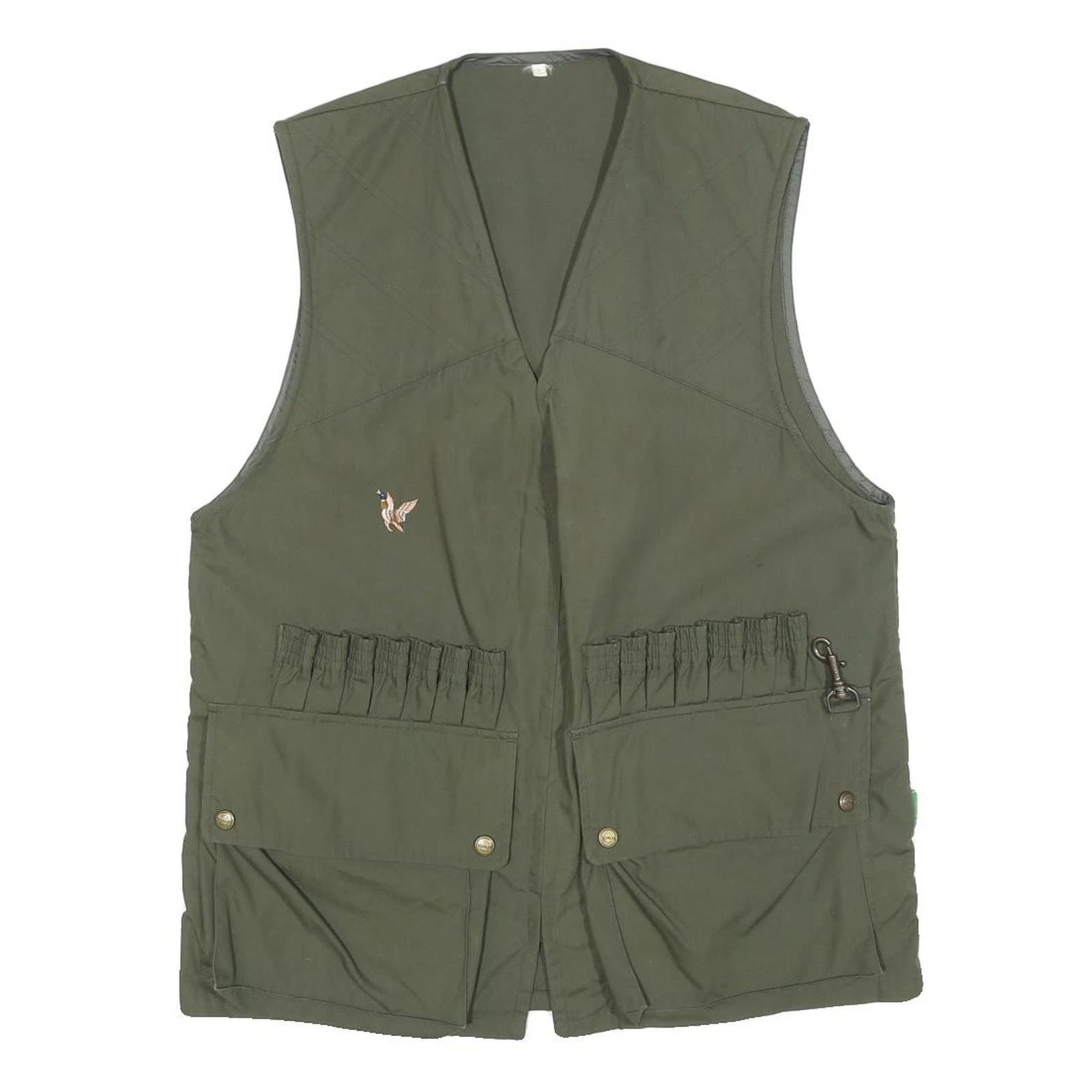 SOMLYS Mens Green Cotton Blend Hunting Vest L Woven Sleeveless Zip Up Outdoor