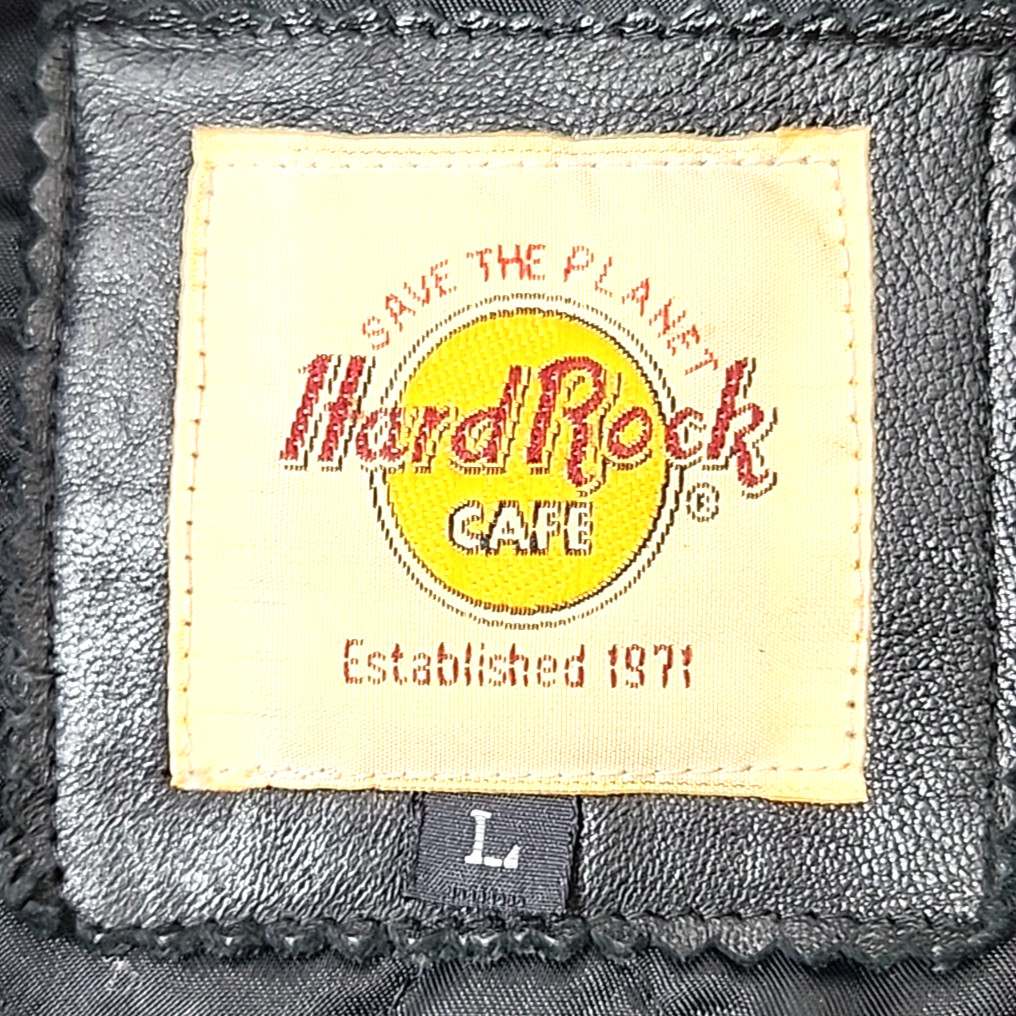 Vintage Hard Rock Cafe Washington DC Leather Biker Jacket Men L Black 90s Moto image 5