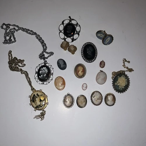 Lot of Vintage Costume Cameo Jewelry