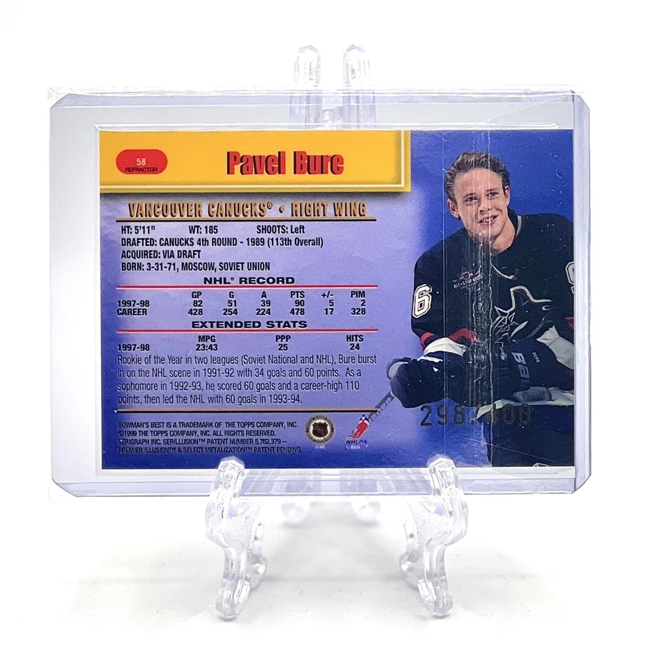 PAVEL BURE 1998-99 Bowman's Best NHL #58 REFRACTOR PARALLEL /400 CANUCKS - Image 2 of 2