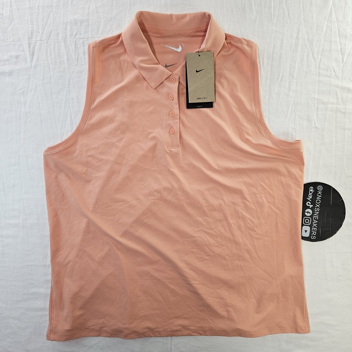 Nike Victory Golf Polo Womens XL Orange Dri-FIT Sleeveless Slim