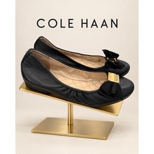 Cole Haan Tali Soft Bow Ballet Flats Black Leather Women  s 6B W12248
