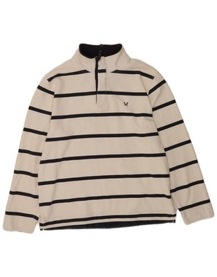 Crew Clothing Herren Zip Neck Sweatshirt Pullover 2XL weiß gestreift Baumwolle FM07