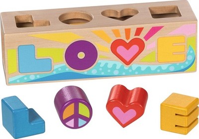 Sort Box LOVE: 24 x 7 x 7 cm, Holz, 4 Teile, per Stück