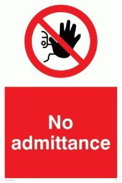 Viking segni pa25-a2p-v"No Admittance Sign, vinile, 600 mm altezza x 400 mm larg