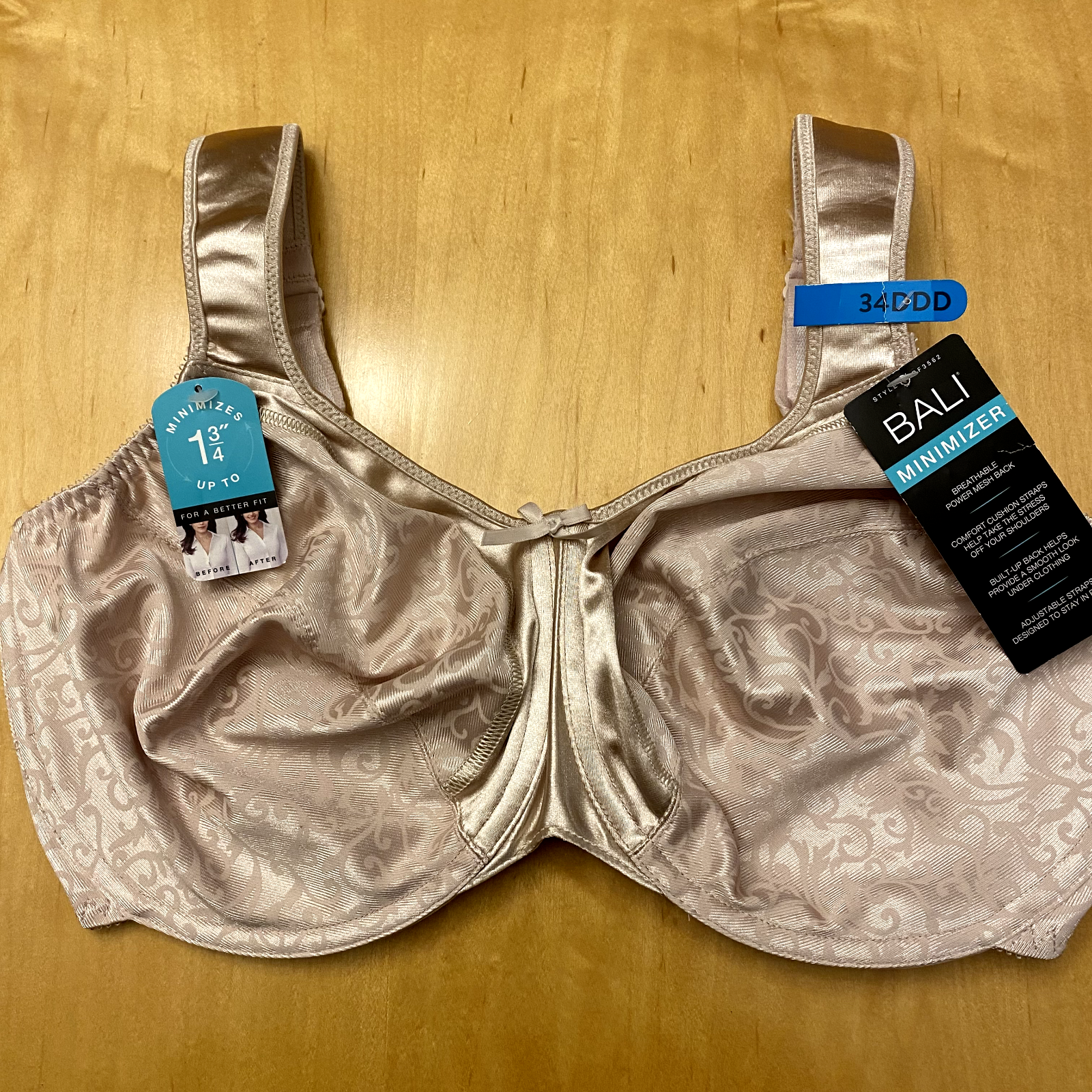 Bali Minimizer Satin Tracings beige U/W bra DF3562 36D NWT | eBay