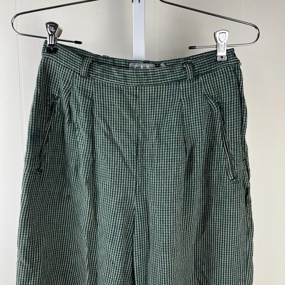Vintage 80s 90s GAP Plaid Pants Woven Soft Cotton Pleated Front Womens 26 Waist - Image 2 of 4