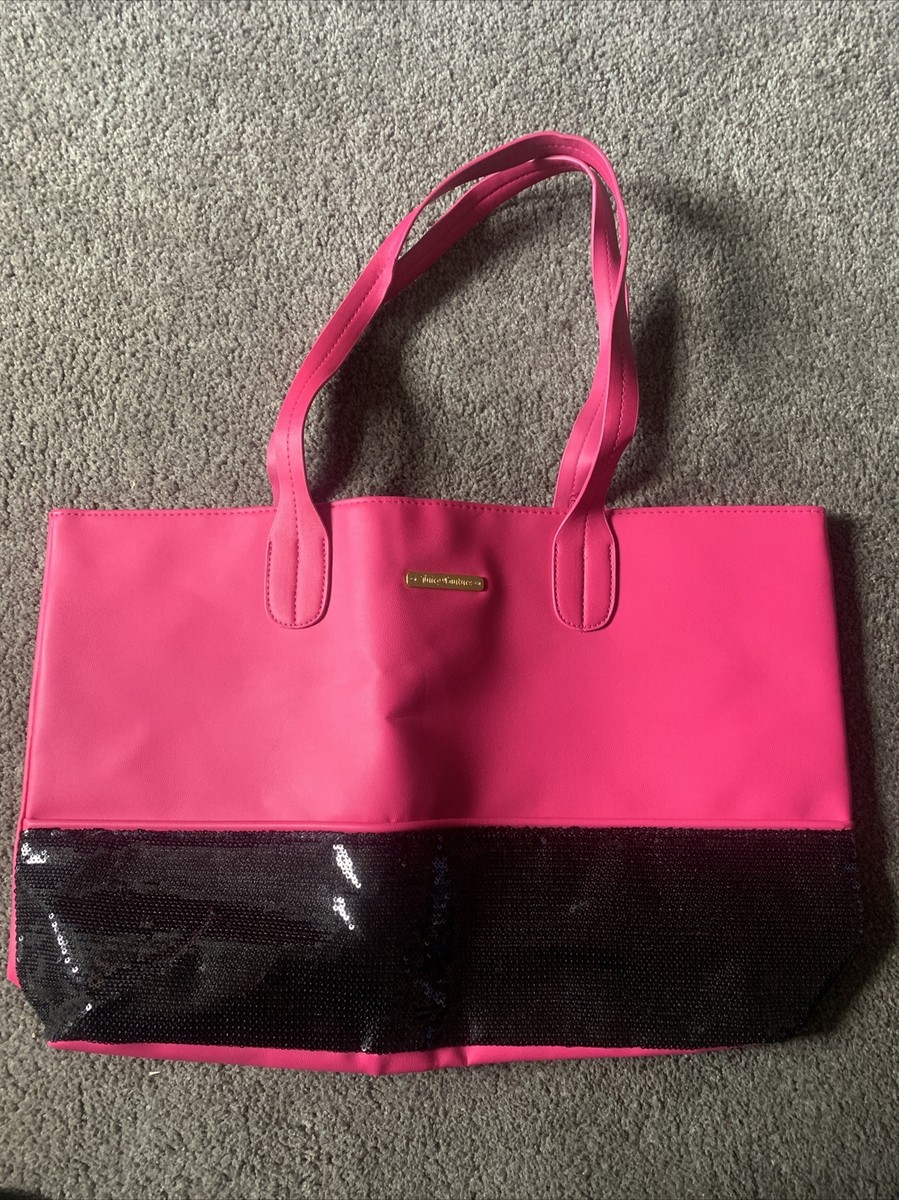 Juicy Couture Black and Vibrant Pink Shoulder Bag Juicy Couture Tote Shoulder Bag Shopper Hot Pink & Black | eBay main image 2