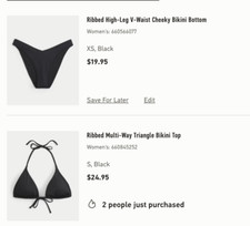 Hollister Bikini Ribbed High-Leg V-Waist Cheeky Bottom  Multi-Way Triangle Top