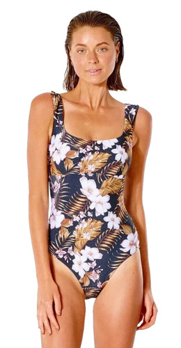 Rip Curl Small Black Floral Tropical Playabella One Piece Swimsuit NEW