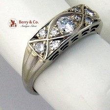 Art Deco Diamond Cocktail Ring 14K White Gold