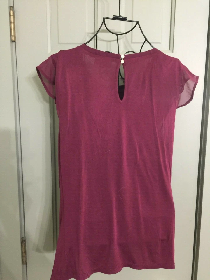 Blusa sin mangas Maison Jules L Borgoña con encaje superpuesto sin mangas cami nueva sin etiquetas original $69 Foto 4 de 4