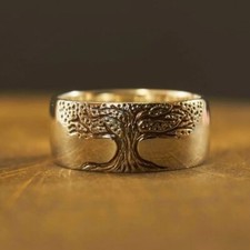 Minimalist Creative Viking Luxurious Golden Celtic Tree of Life Rings Size 7-13