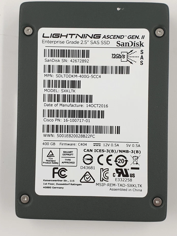 CISCO LIGHTNING Enterprise Grade 2.5" 400GB SAS SSD  SDLTODKM-400G-5CC4 - Image 3 of 3