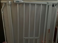 All-steel Extra Wide Walk Through Pet Gate with Small Pet Door, Stands 30  Tall