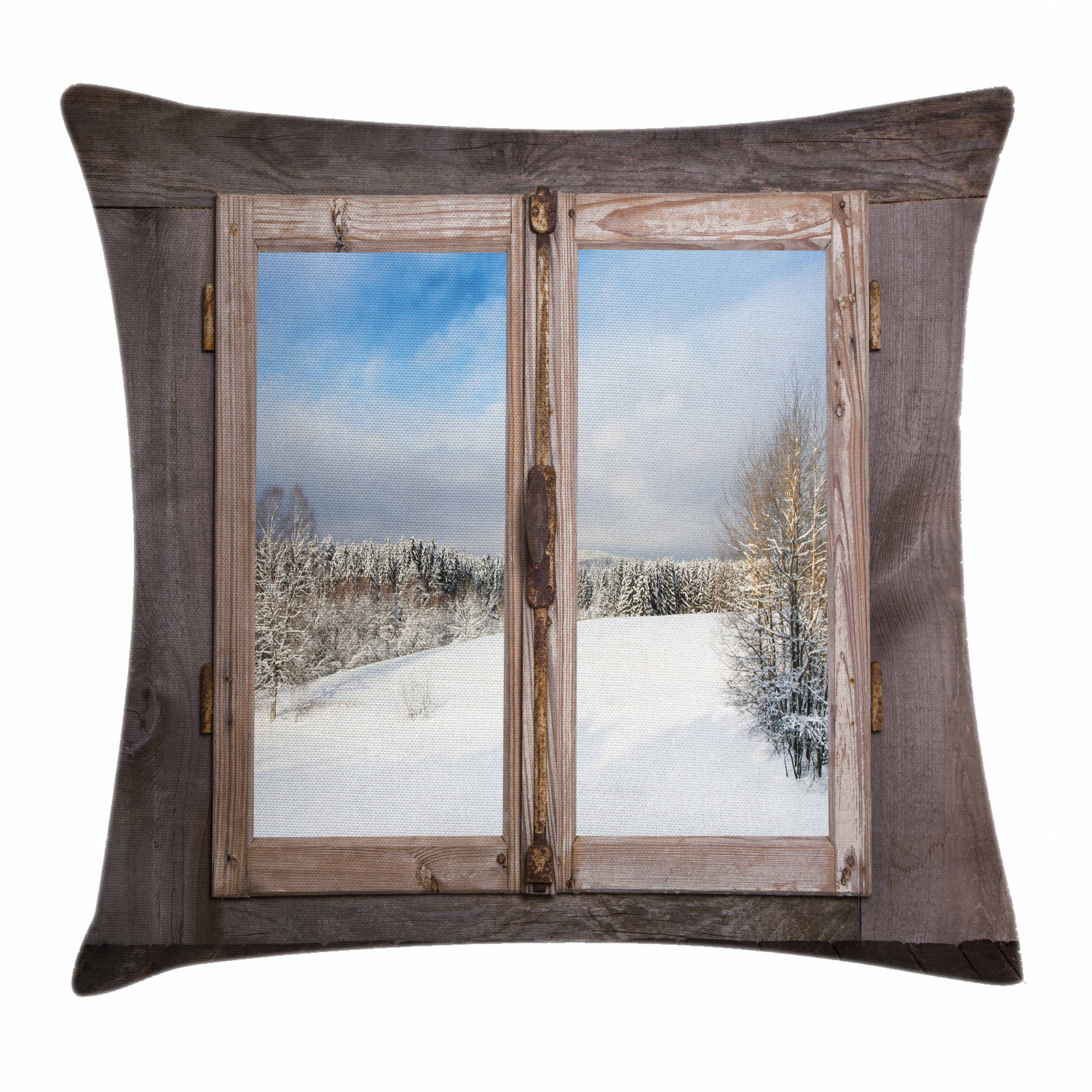 Rustic Winter Scene 18-Inch Square Throw Pillow Cover Cushion Case