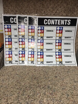 Brady 30675  HMIG Contents Sign,Magnetic,15'' x 12''. 8DNL1.. 4PK