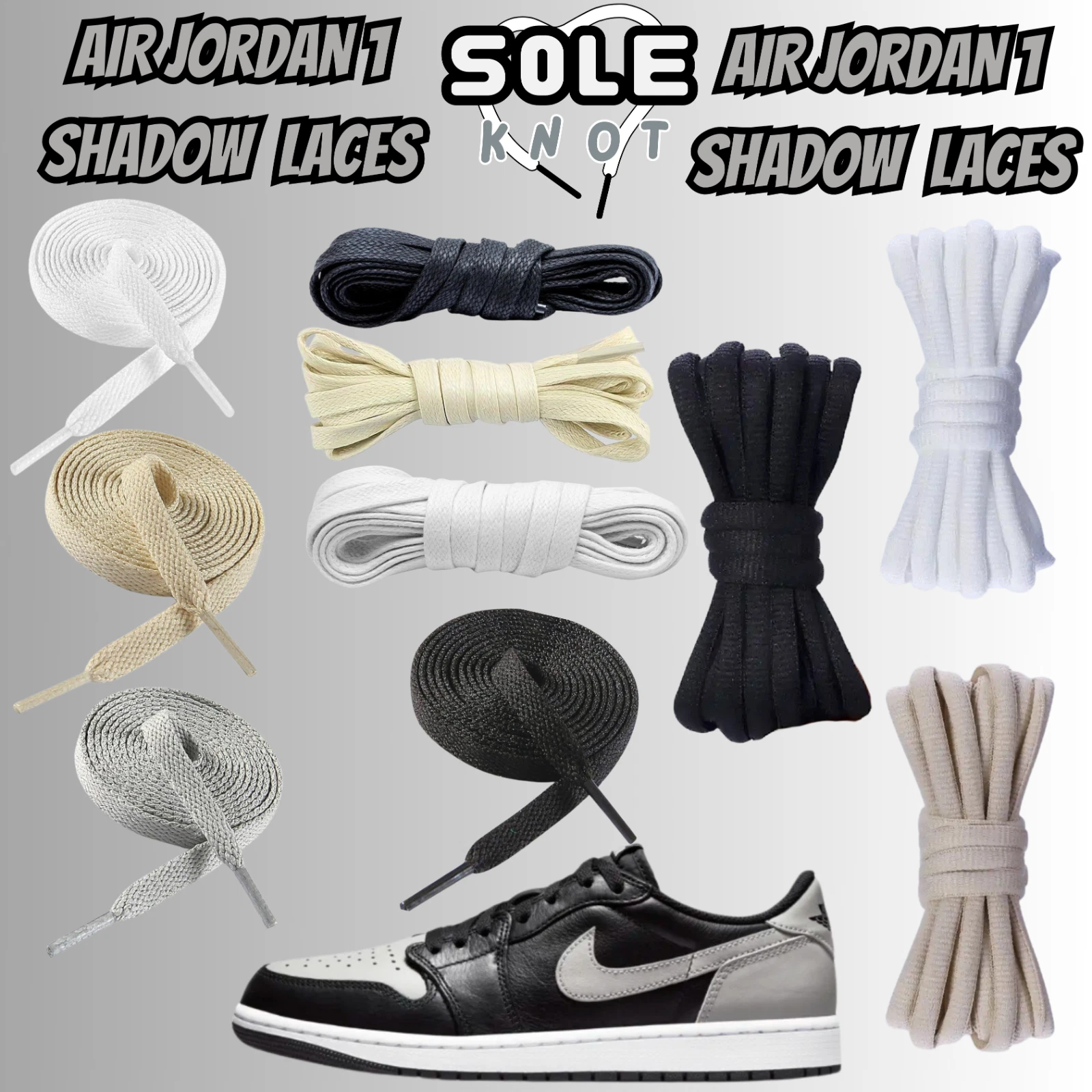 LACCI PER SCARPE PREMIUM PER AIR AJ JORDAN 1 OMBRA