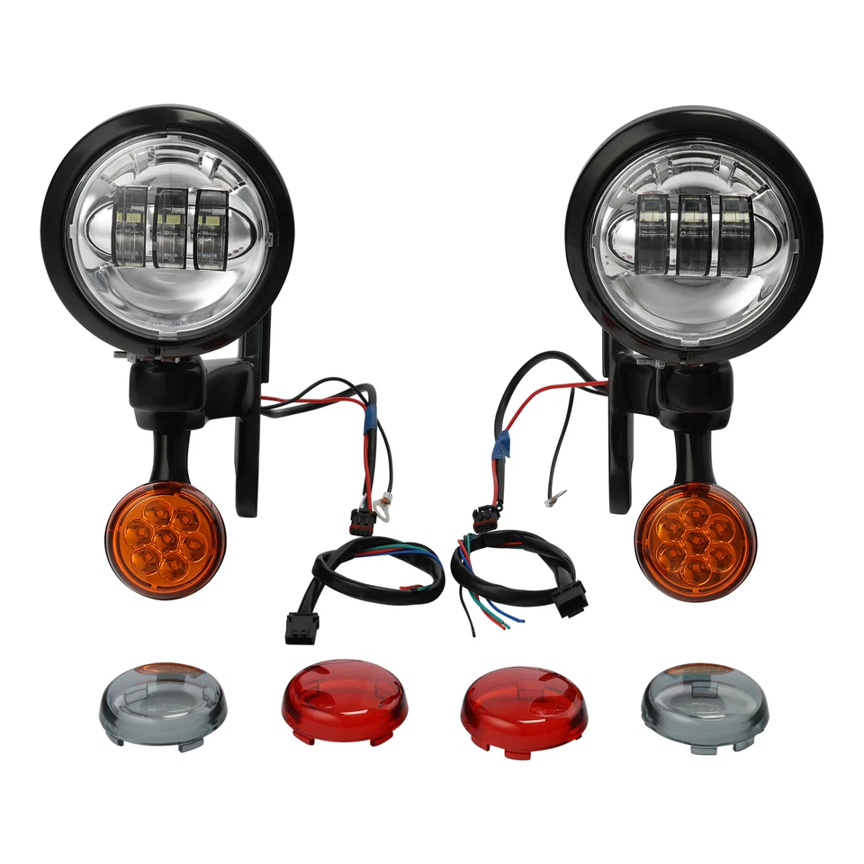 Kit de barra de señales de giro de lámpara luces de paso antiniebla LED apto para Harley Road King Foto 3 de 4