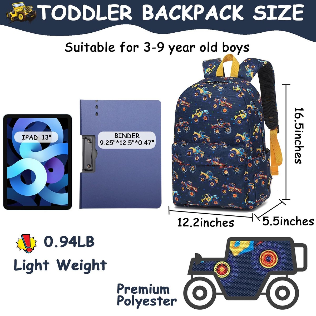 Preschool Backpack for Kids Boys Girls Toddler School Bag with