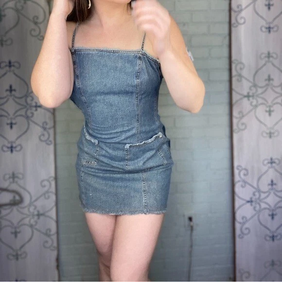 Moschino Jeans Denim Patchwork Mini Abito Taglia CS Small Vintage Anni 90 2000 Italia