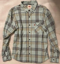 LEVI'S GARWIN PLAID FLANNEL SHIRT, LONG SLEEVES, MEN'S L, WORN ONCE, MINT EUC!