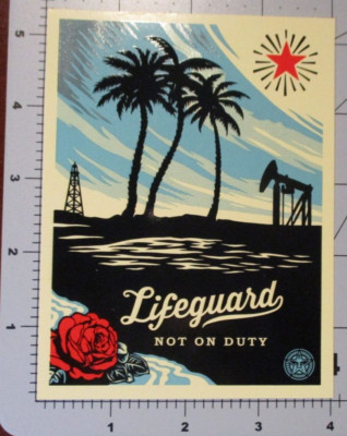 SHEPARD FAIREY Obey Giant Lifeguard Not On Duty STICKER art from poster 264 J