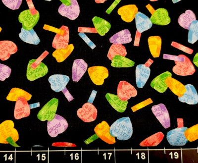 Tina Scrap 9''x21'' Heart Valentine Love Notes OOP Candy XOXO Pink FABRIC COTTON