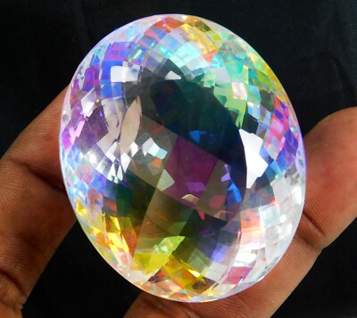 Mystic Topaz Oval 371,10 Ct Natürliches Regenbogen Farb-IGL Edelsteinzertifikat