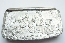  Puszka na pigułki Puszka na pigułki Metalowa puszka Tabaka Polowanie Scena myśliwska Cyna Portugalia