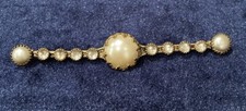 Edwardian Bar Brooch Champagne Mabé Pearls And Paste Diamonds - price reduced