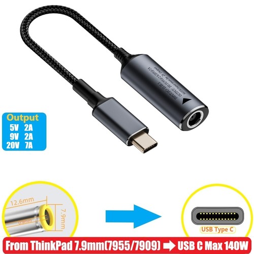 Cable de carga adaptador cargador de alimentación portátil USB tipo C para Thinkpad Lenovo HP - Imagen 26 de 28