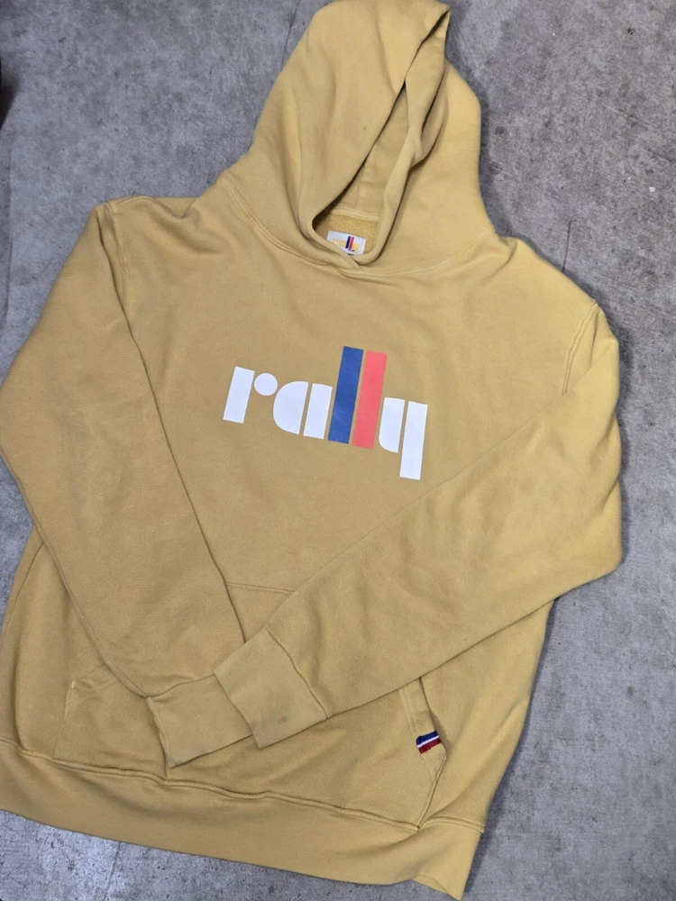 Pickleball Rally Club Hoodie Large Sherpa Lined Gold Kangaroo Pocket Made In USA
