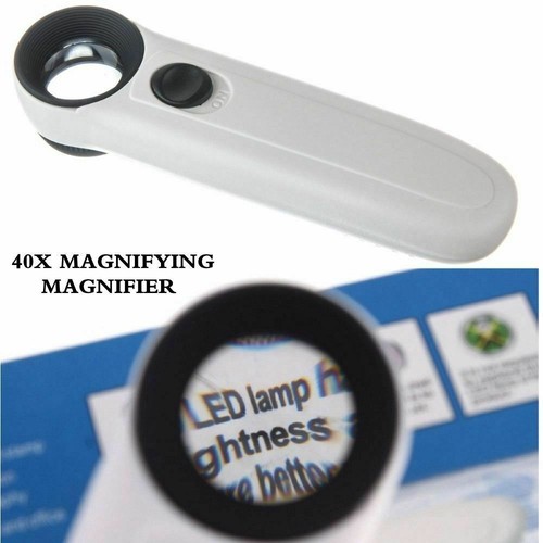 2-LED Handheld 40X Magnifier Reading Magnifying Glass Jewelry Loupe With Light - Picture 4 of 13