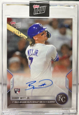 Bobby Witt Jr. 2022 Topps Now 1st MLB Multi-HR Game Autograph Auto 