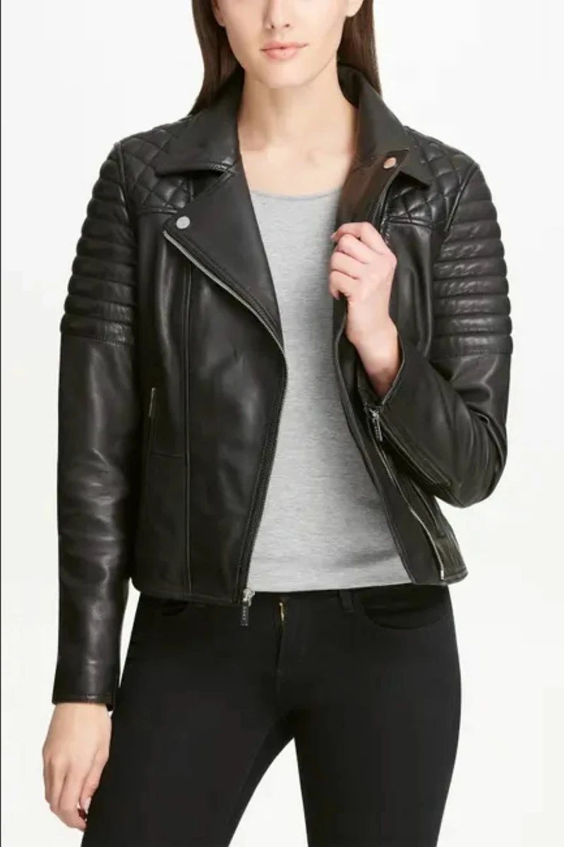 Dkny faux clearance leather moto jacket