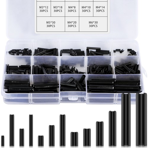 400Pcs Roll Pin Assortment Set Slotted Metric Spring Pins Split