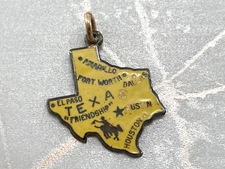 Vintage Sterling Silver Texas Texan Lone Star Enamel State Souvenir Charm Gift